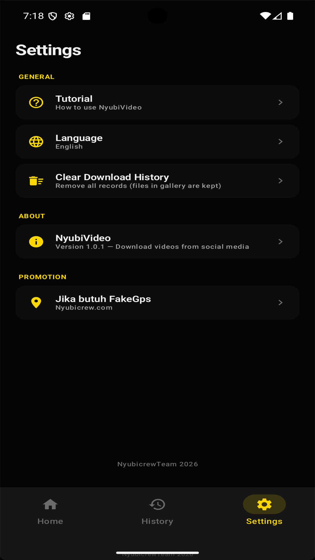 Settings Screen